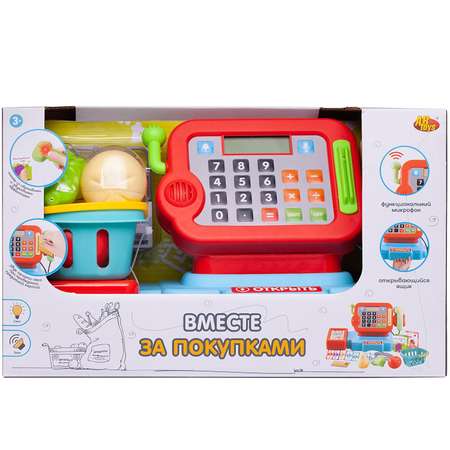 Игровой набор Abtoys продукты, прилавок, касса, тележки и корзинки