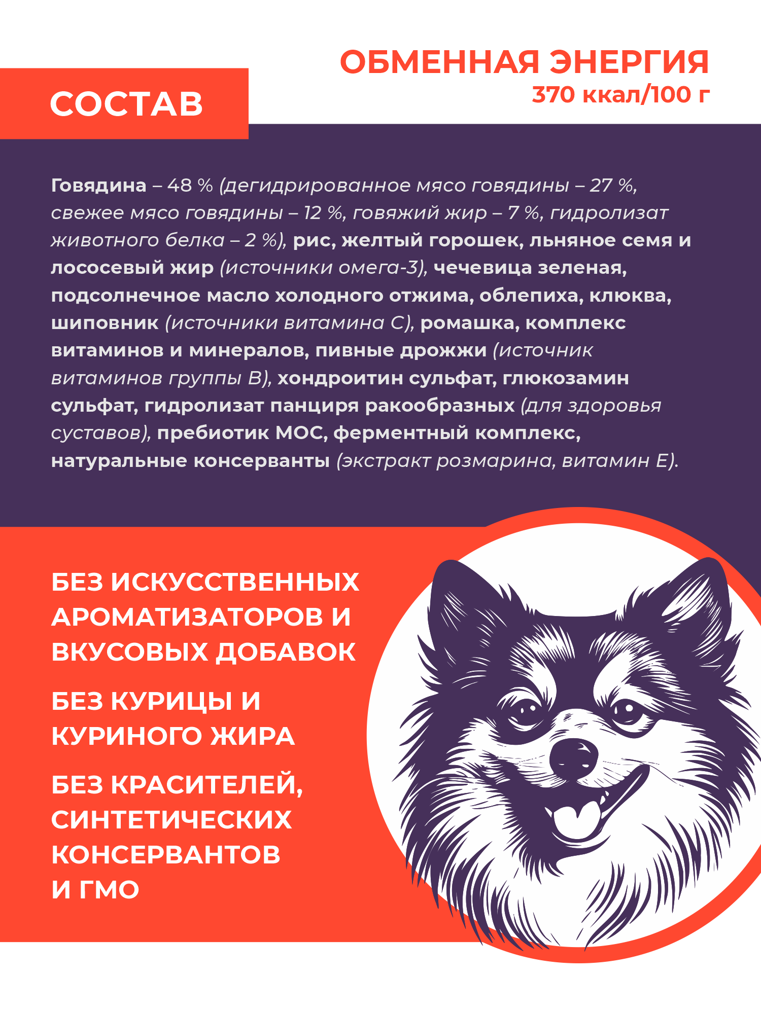 Сухой корм для собак GRANDHOLI Для породы шпиц Говядина с ягодами 1,5 кг - фото 3