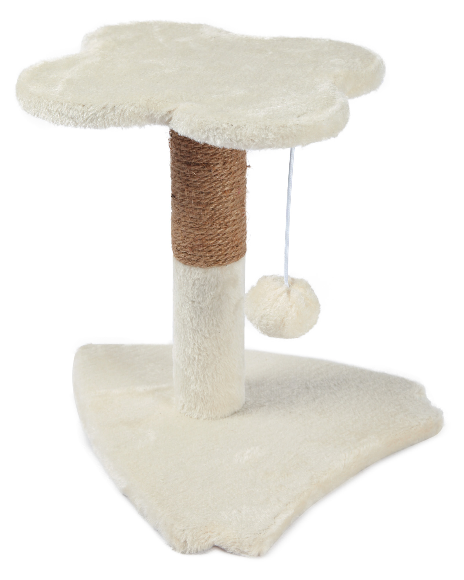 Когтеточка для кошек Barbaks Столбик-сидушка Клевер с игрушкой 30*30*30см - фото 6