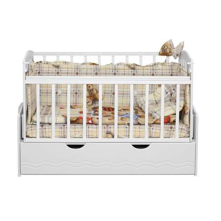 Детская кроватка Dakababy прямоугольная, поперечный маятник (белый)