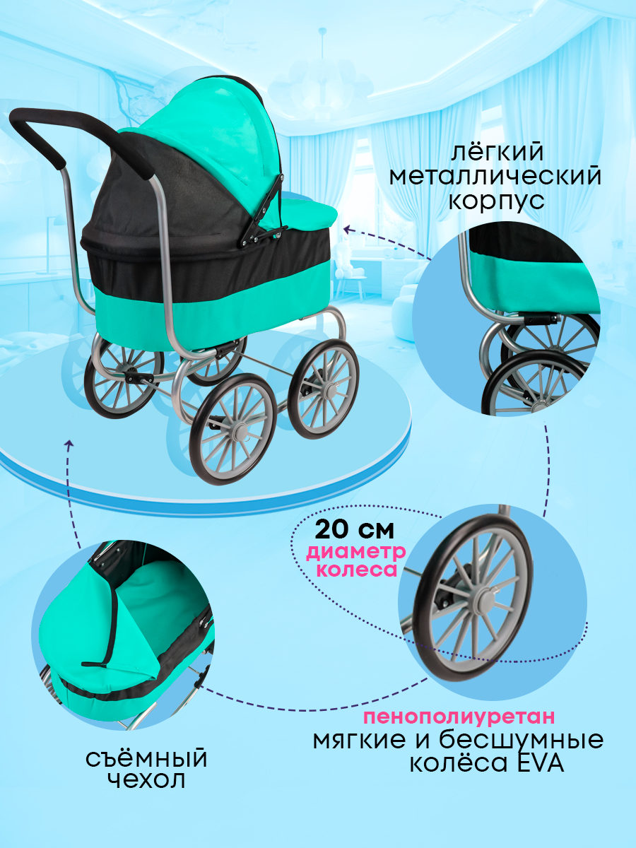 Коляска 2 в 1, коляска-люлька для кукол MELOBO 9678A - фото 4