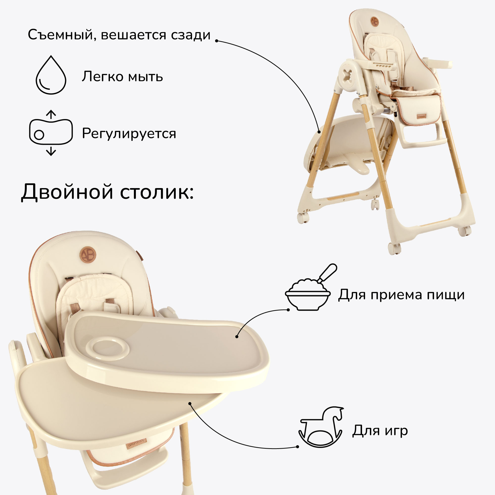 Стульчик для кормления Amarobaby Elegant трансформер - фото 5