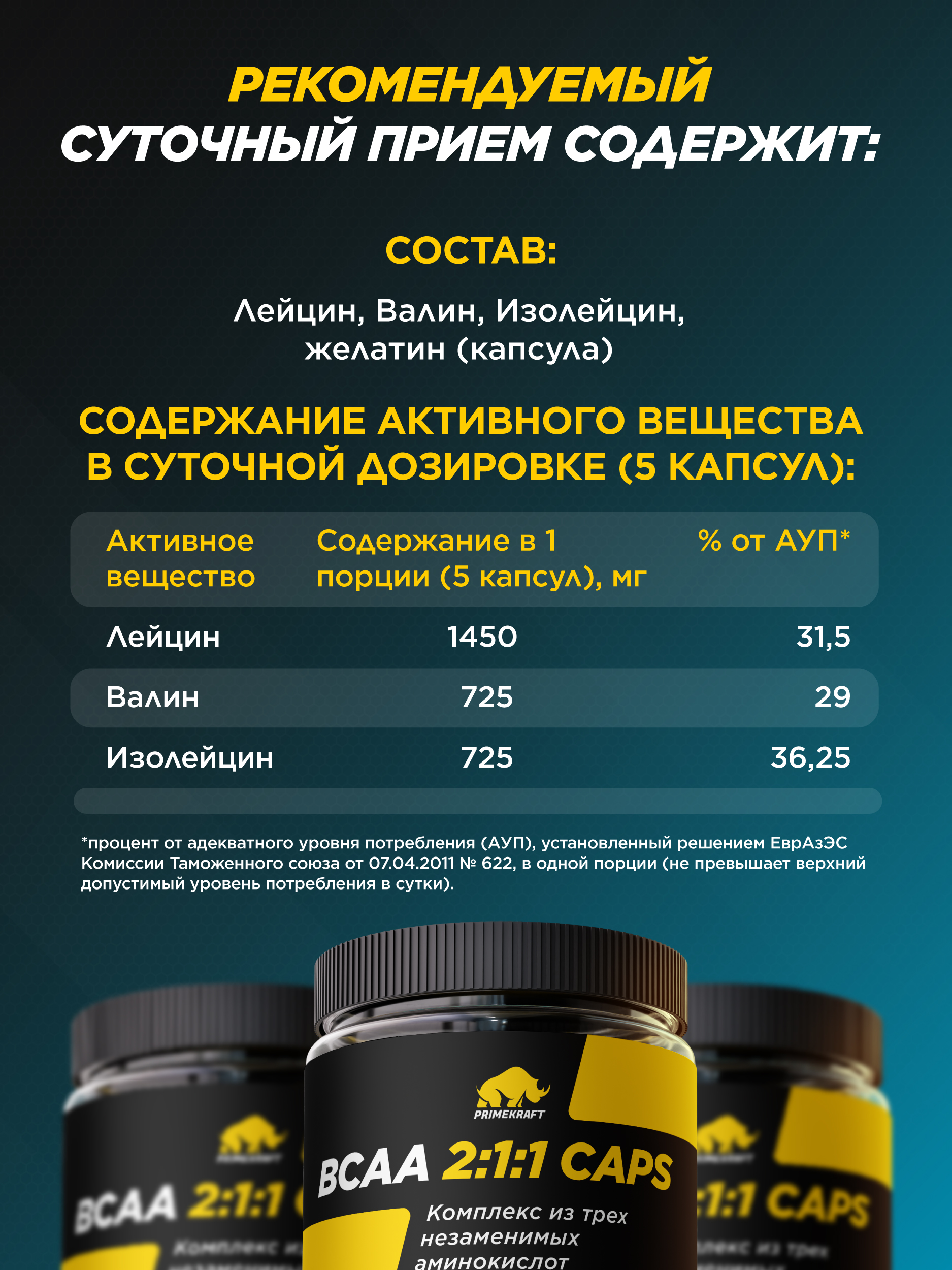 ВСАА 2:1:1 Prime Kraft 240 капсул - фото 3