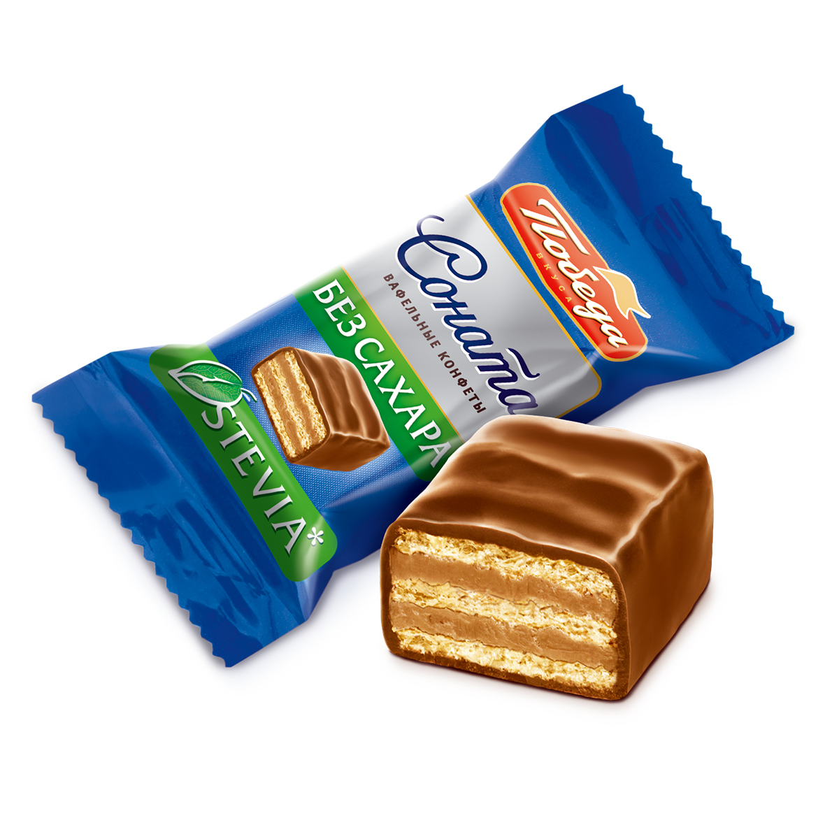 Конфеты Победа вкуса вафельные без сахара Соната в молочном шоколаде, 150 г - фото 2