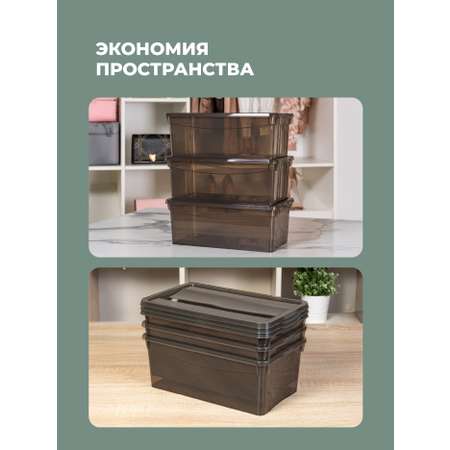 Комплект ящиков Econova Кристалл 3шт по 5л (33х19х12см) коричневый