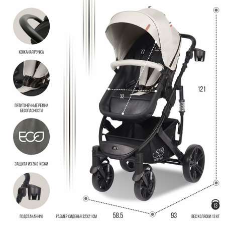 Коляска трансформер Sweet Baby Comfort black beige