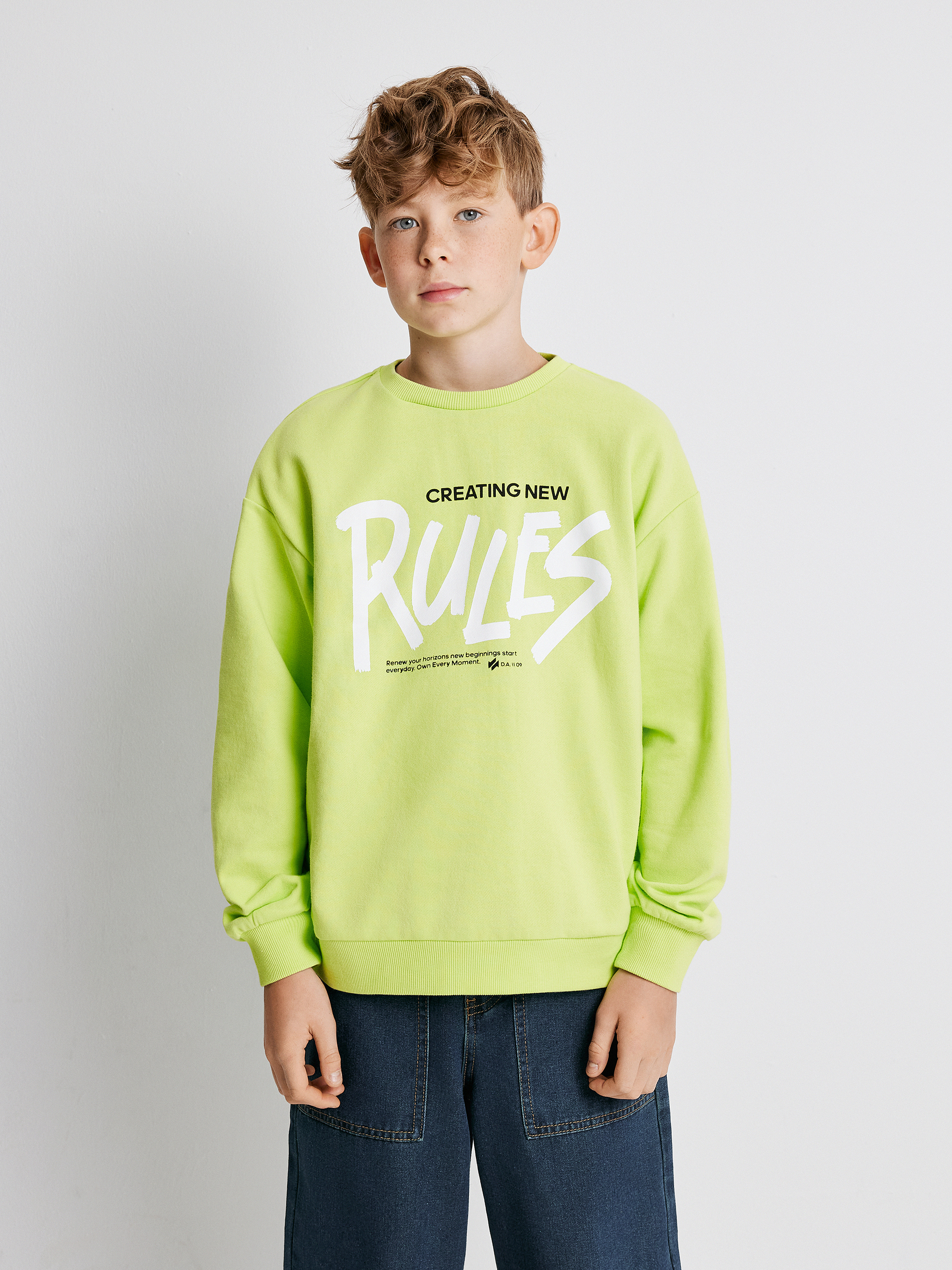 Изображение товара Свитшот для мальчиков Acoola 122 стильный салатовый с принтом комфорт