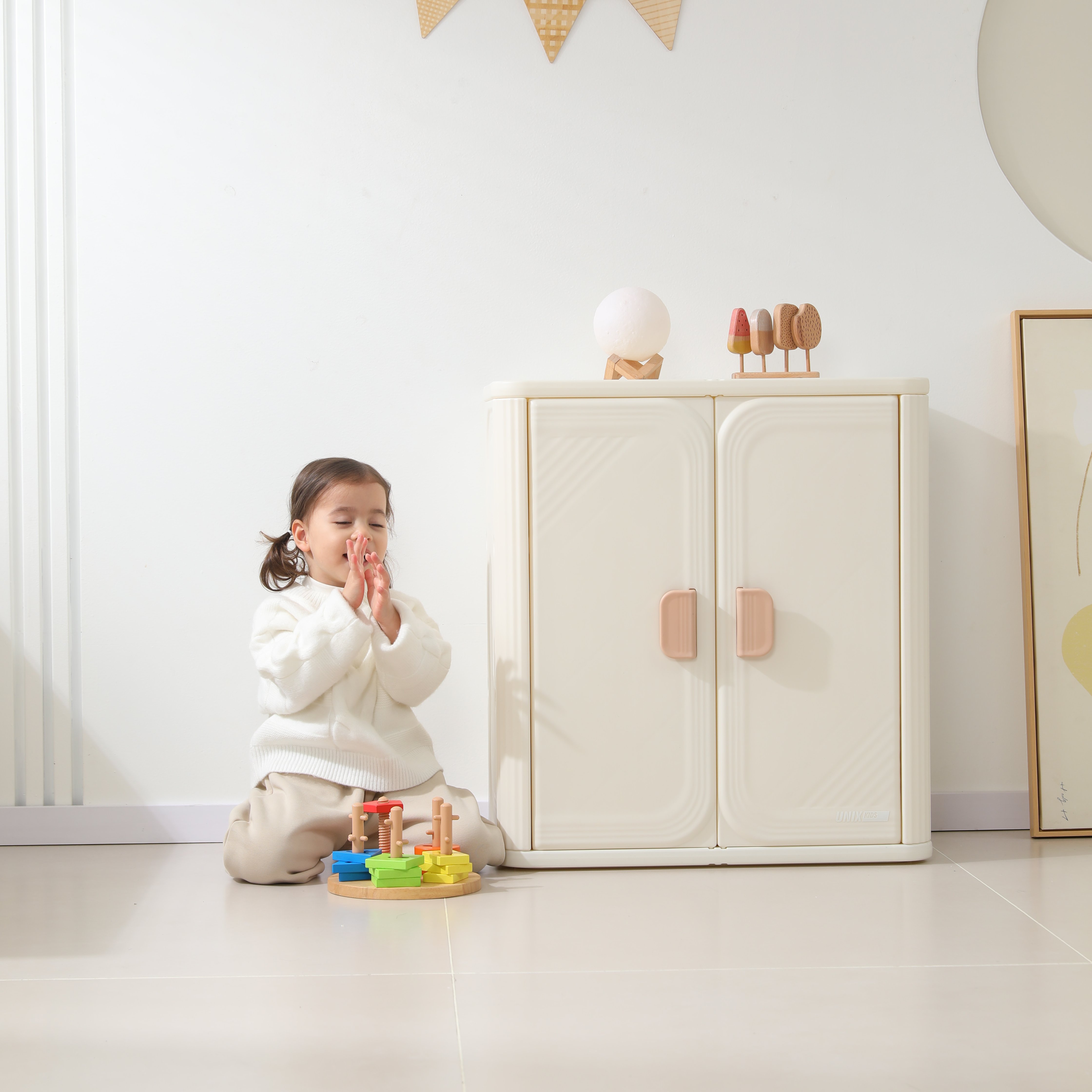 Шкаф UNIX Kids Locker 3 shelfs Camel - фото 13