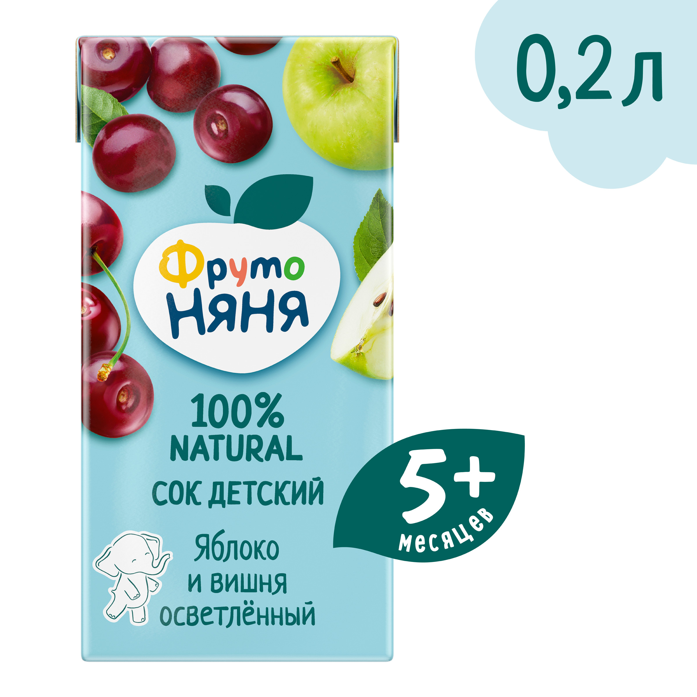 Сок ФрутоНяня Яблоко-Вишня с 5 мес 0.2 л - фото 1