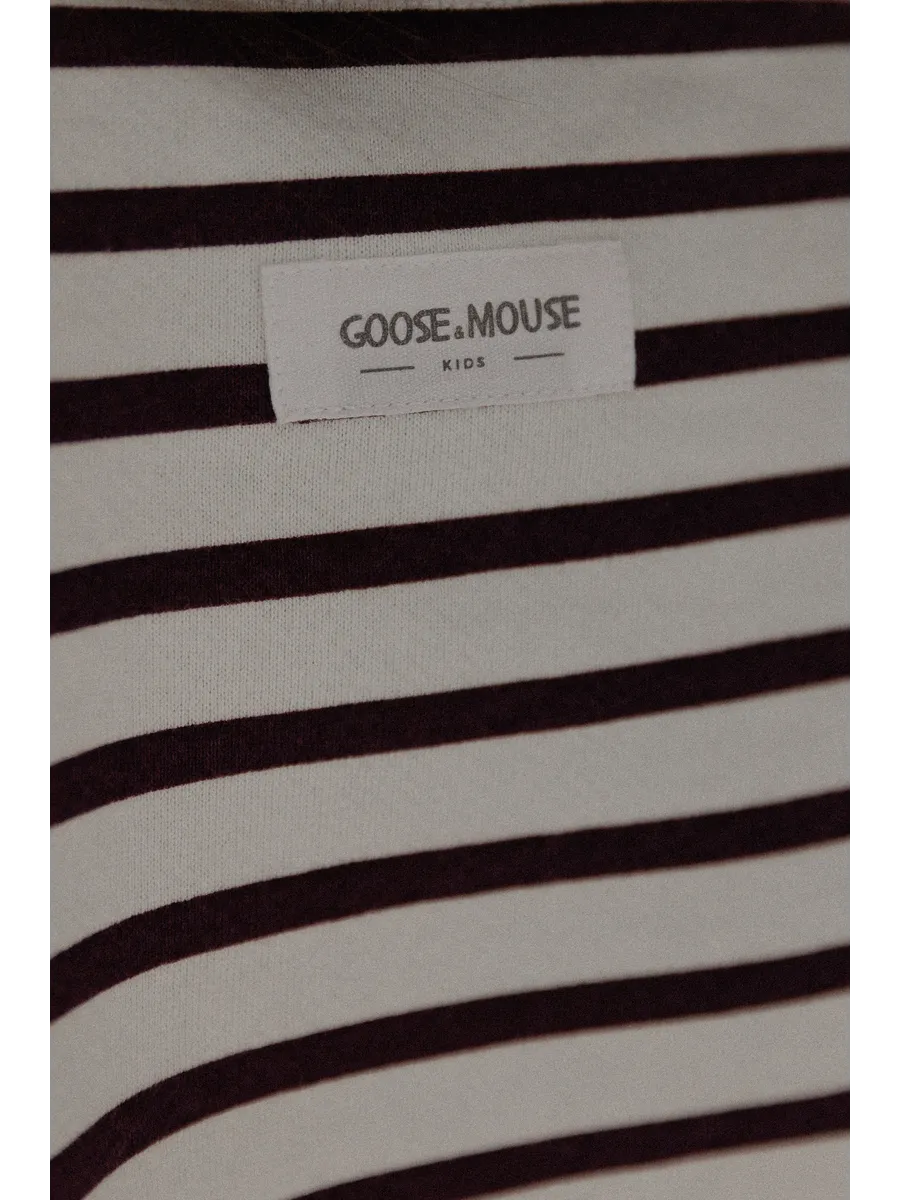 Свитшот Goose Mouse Гусь и Мышка 14.37 Джемпер футер оверсайз в полоску бархатная слива - фото 10