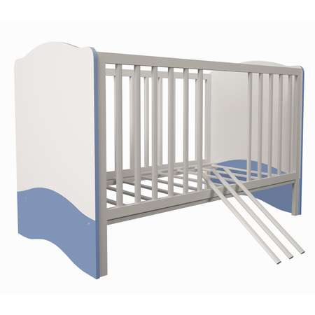 Детская кроватка Polini kids прямоугольная, без маятника (синий, белый)