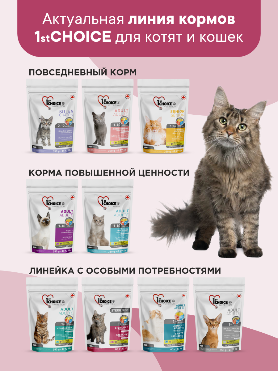 Корм сухой 1st Choice беззерновой для стерилизованных кошек на курице с бататом 320г - фото 10