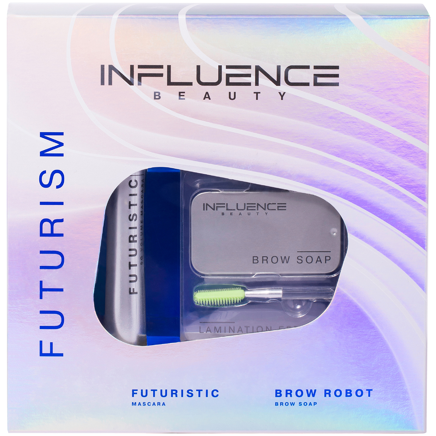 Подарочный набор Influence Beauty Тушь Futuristic черная и средство для фиксации бровей Brow Robot - фото 1