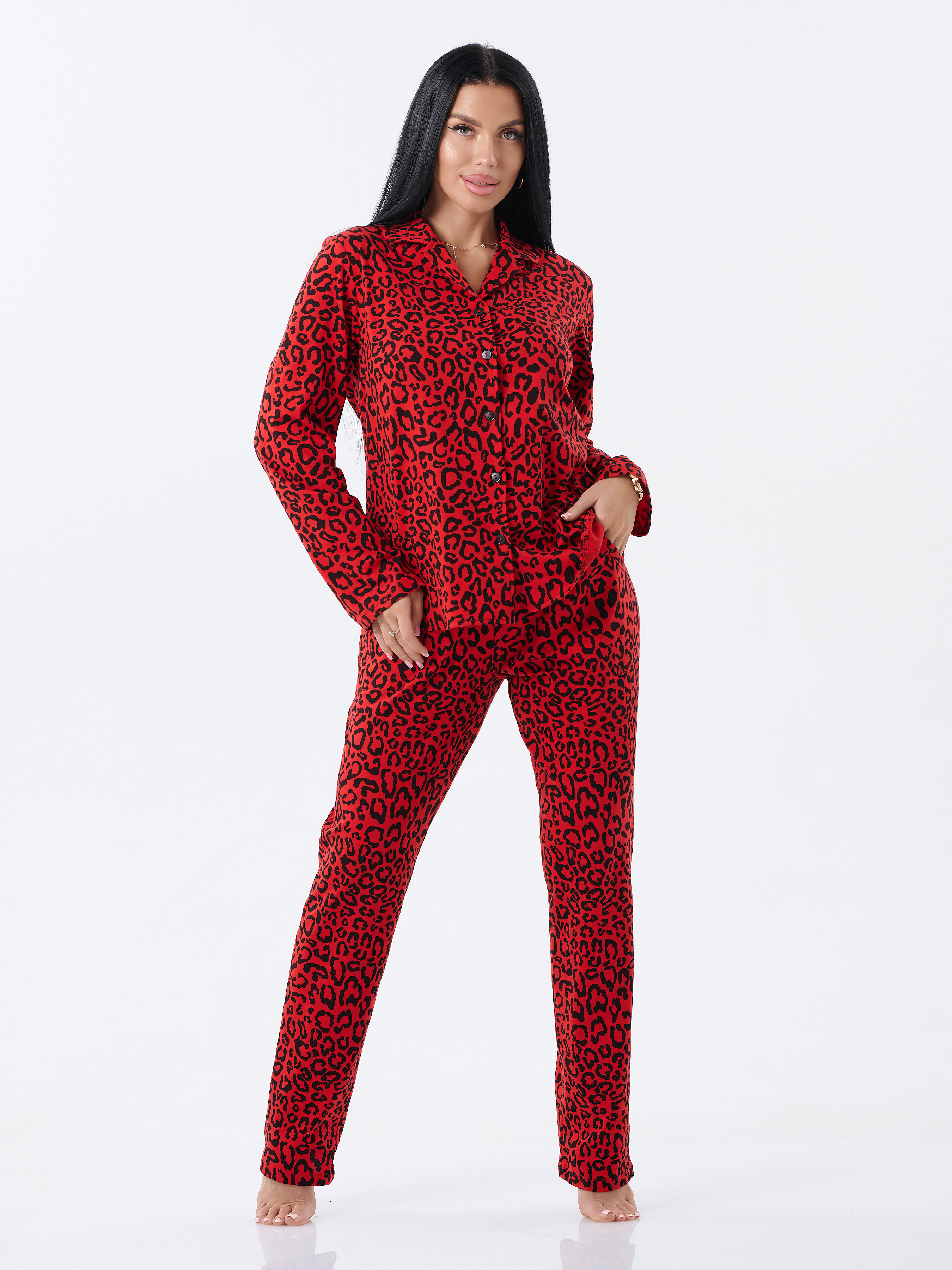 Пижама КрутышОк ТЖ-029 красный, леопард - фото 1