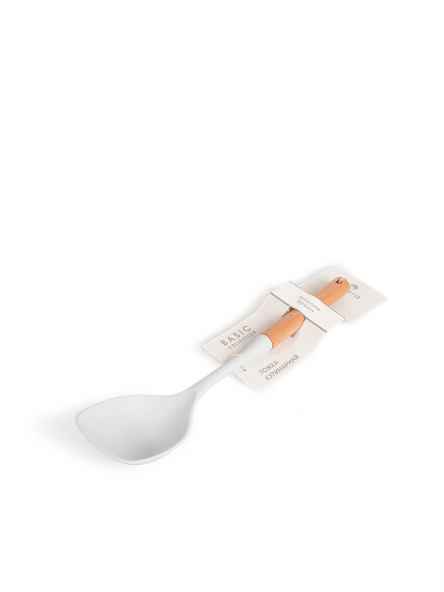 Ложка кулинарная DeNASTIA Силвуд 33x6x4.5 см силикон бук светло-серый A000343 - фото 13