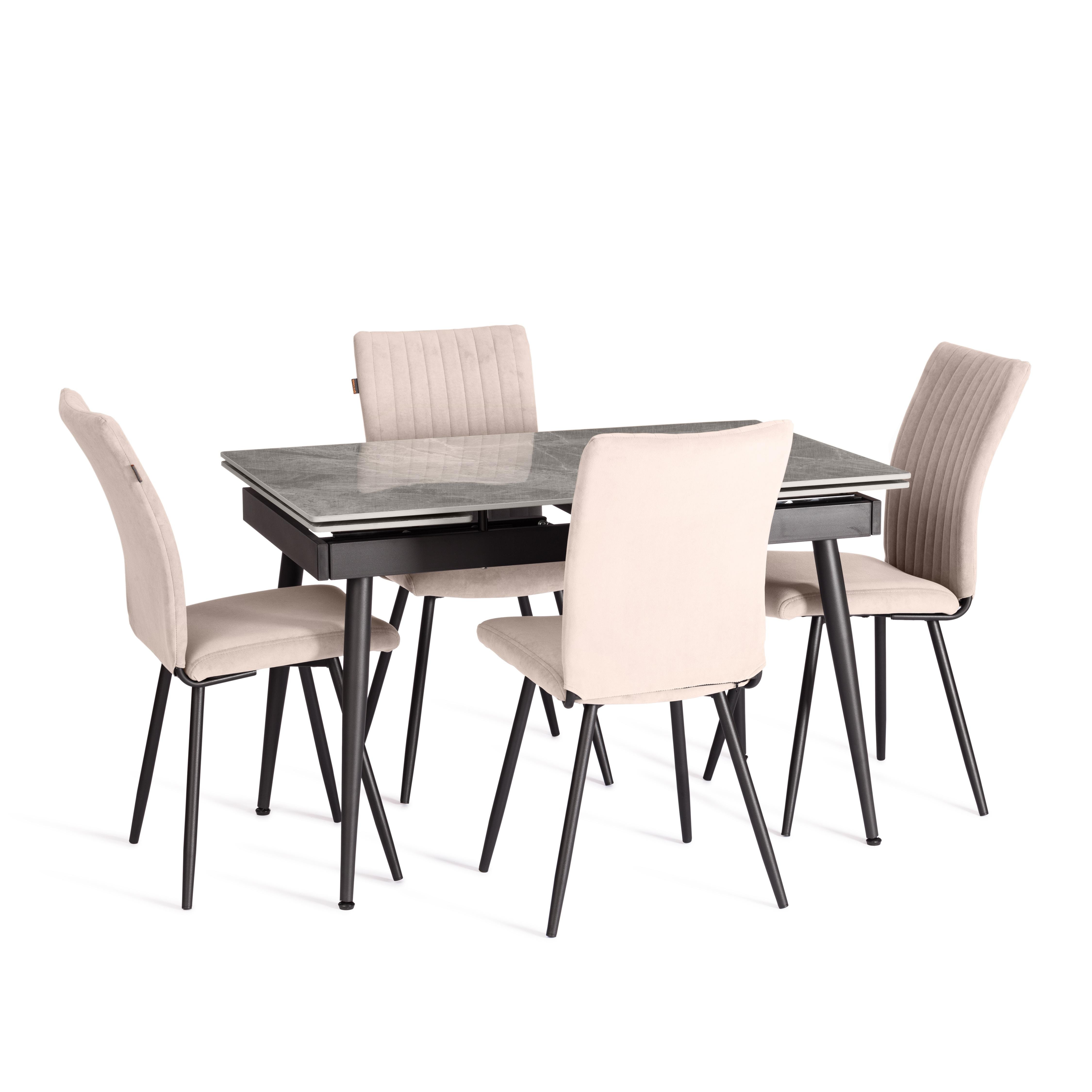 Стул TETCHAIR велюр бежевый/черный 1 шт. - фото 3