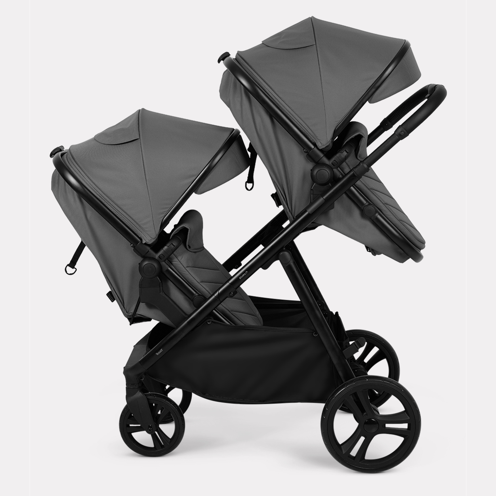 Коляска 2в1 для двойни Rant Basic Dualo серый - фото 5