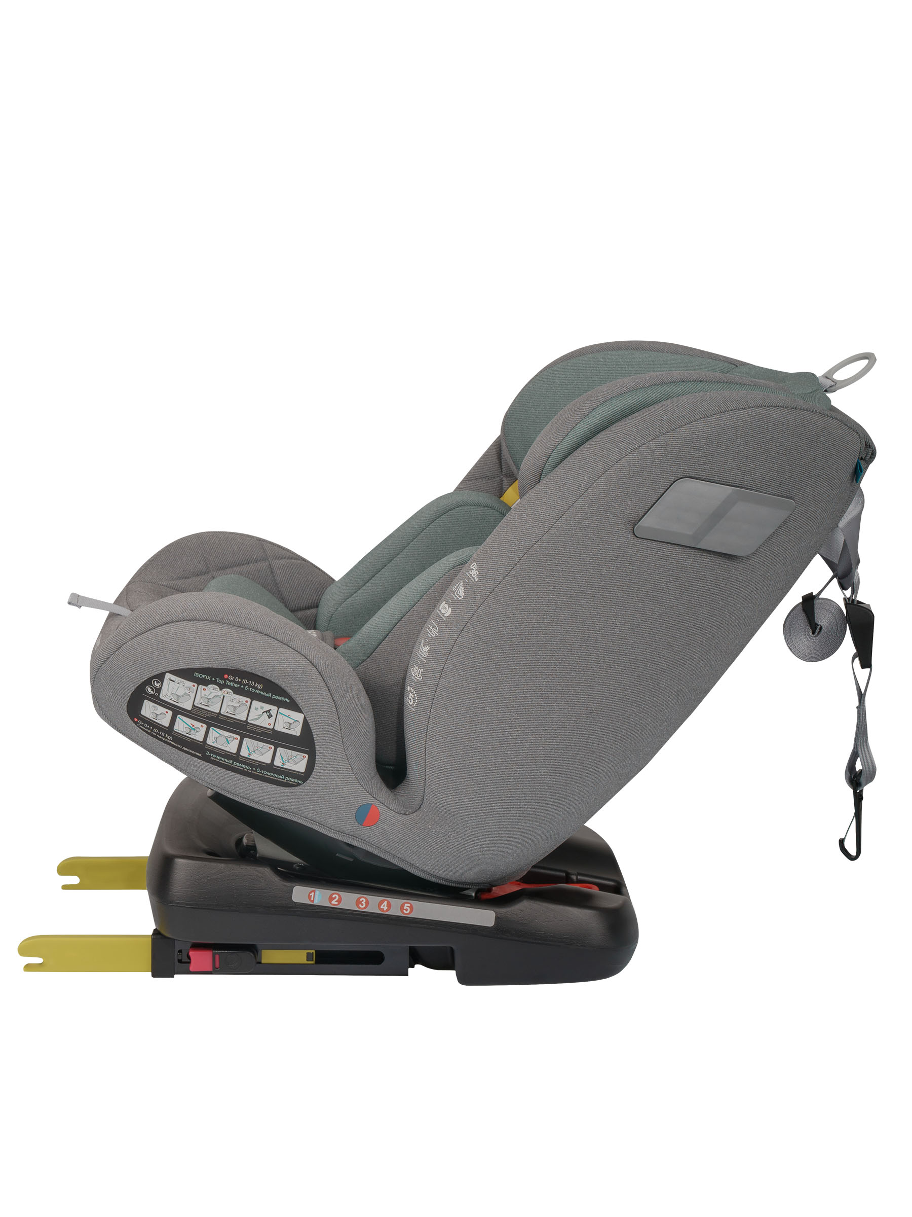 Автокресло Indigo Tourneo S серый-зеленый Isofix 0+/1/2/3 (0-36 кг) зеленый - фото 19