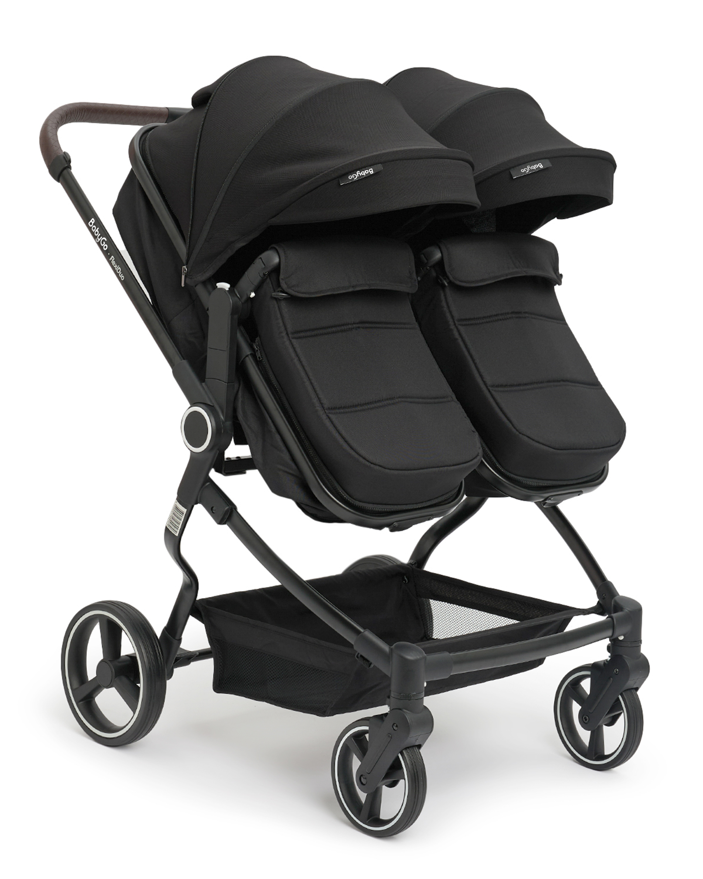 Коляска прогулочная для двойни BabyGo Flexi Duo New черный - фото 13