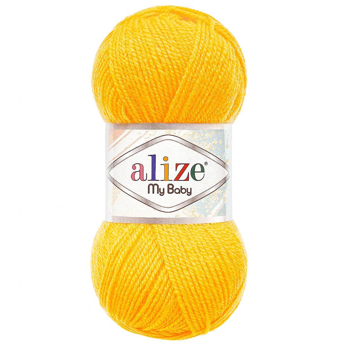 Пряжа для вязания Alize my baby 50 г 150 м акрил мягкая гипоаллергенная 566 желтый 5 мотков - фото 4
