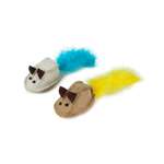 Набор игрушек для кошек Barbaks Мышки 2шт с цветными перьями и кошачьей мятой 20см