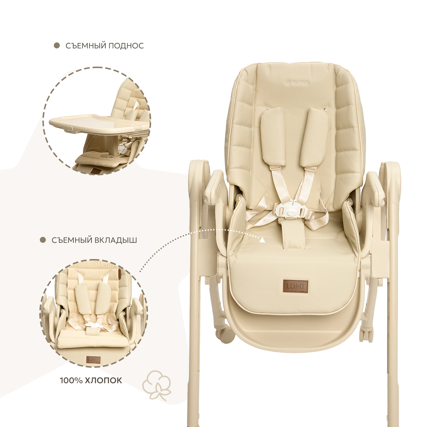 Стульчик для кормления Olsson Lumi бежевый - фото 6