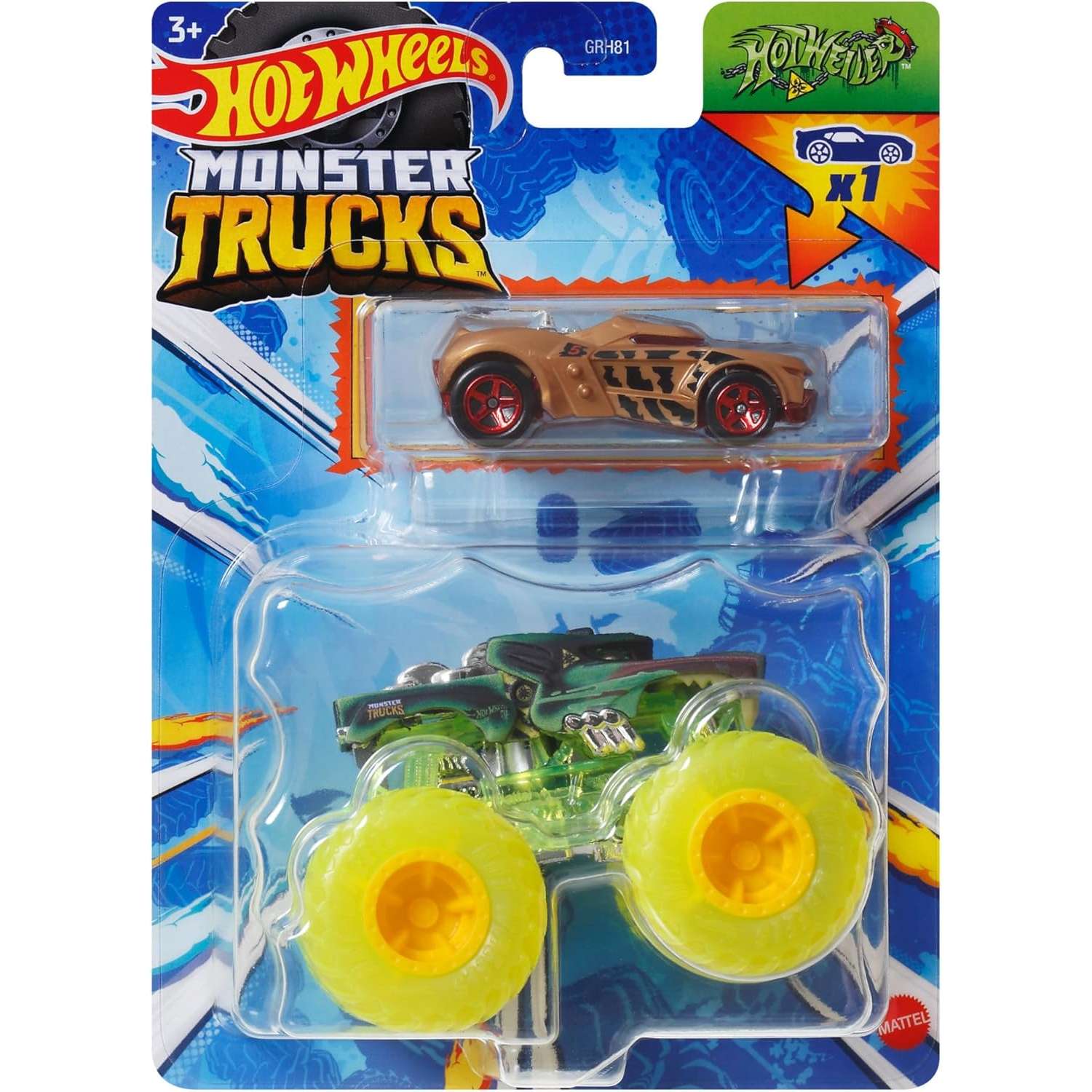 Монстр-трак Hot Wheels Hot Weiler 1:64 зеленый GRH81 - фото 1