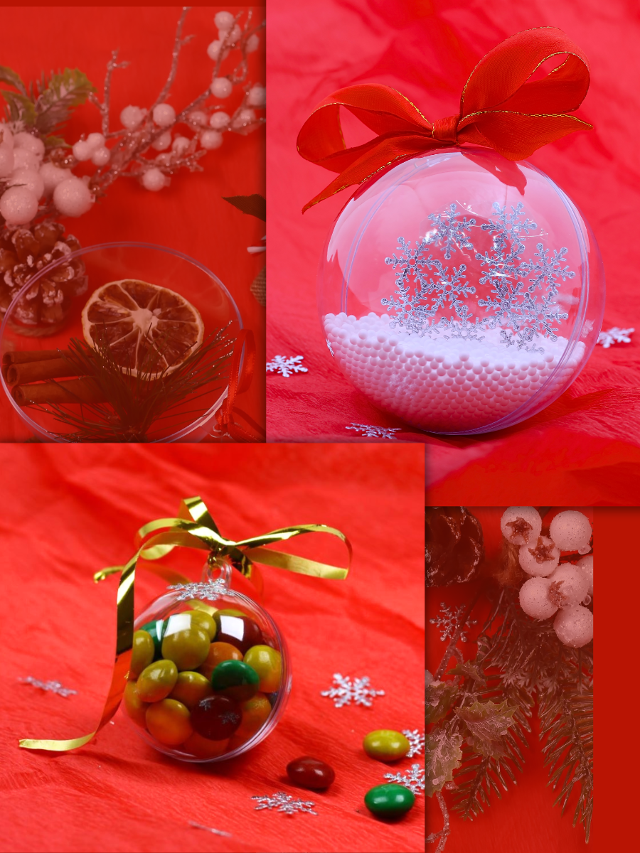 Шары прозрачные пластиковые CMGS заготовки для елочных игрушек, декорирования и декупажа набор 5 шт 5 см - фото 6