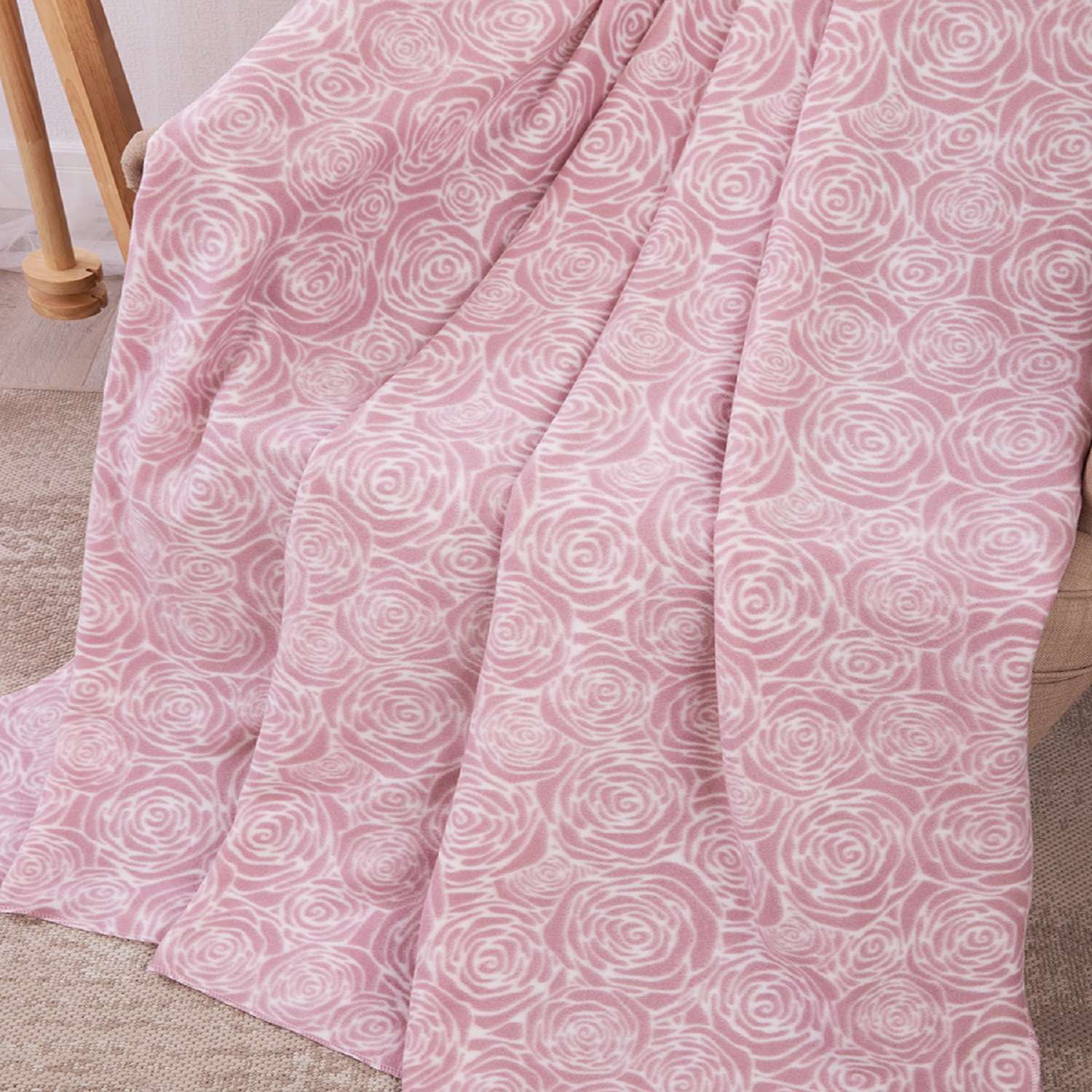 Плед TESSOLO HOME Роза пыльная 130 x 170 см флис - фото 2