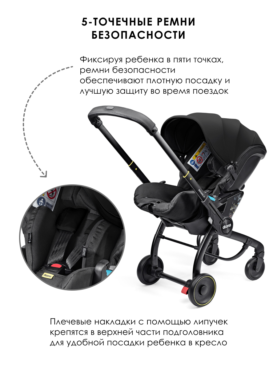 Автокресло Doona X Nitro Black Isofix 0 (0 -13 кг) черный - фото 5