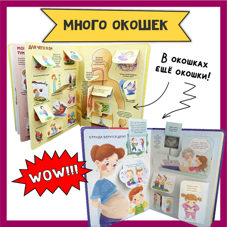 Детские книги с окошками БимБиМон тело человека и как я расту