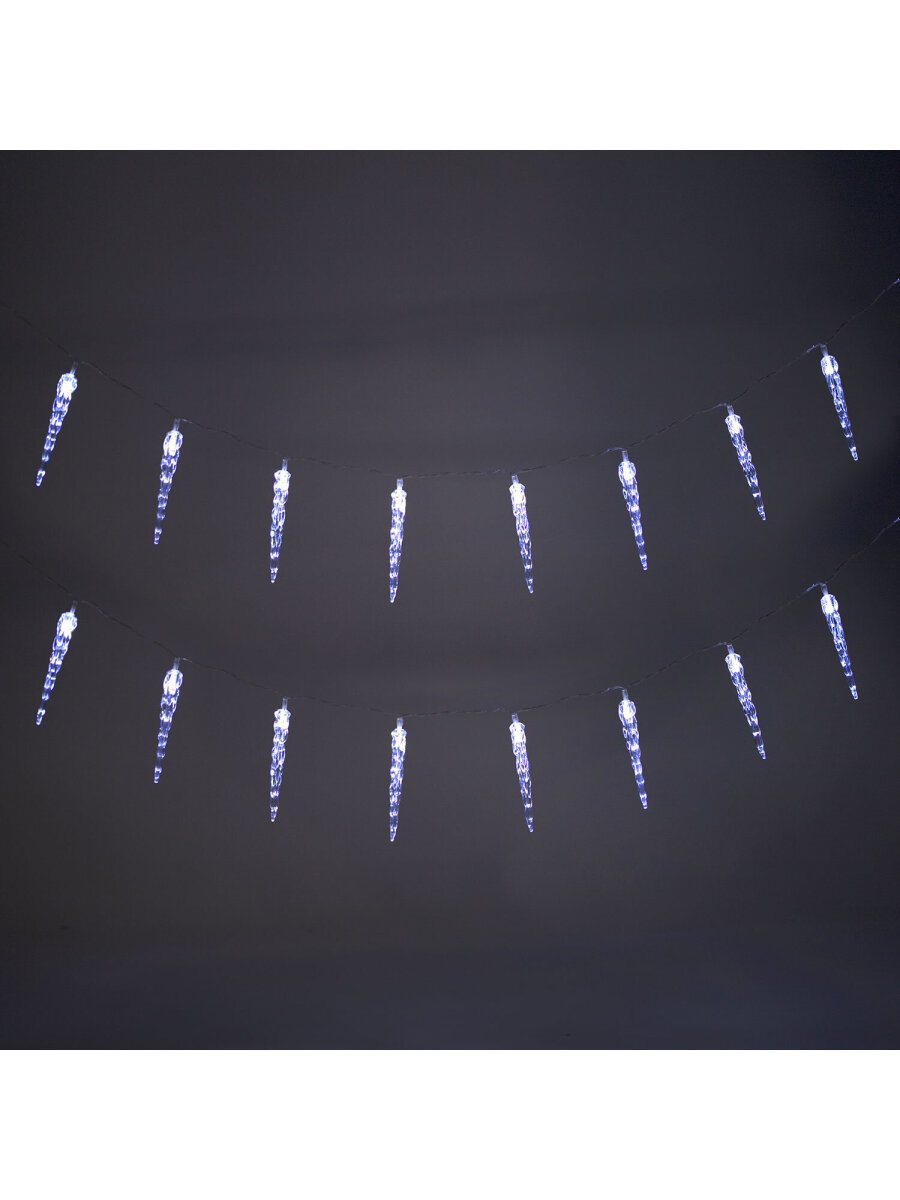 Гирлянда нить новогодняя Золотая сказка интерьерная для дома и на елку Сосульки на батарейках светодиодная - фото 12