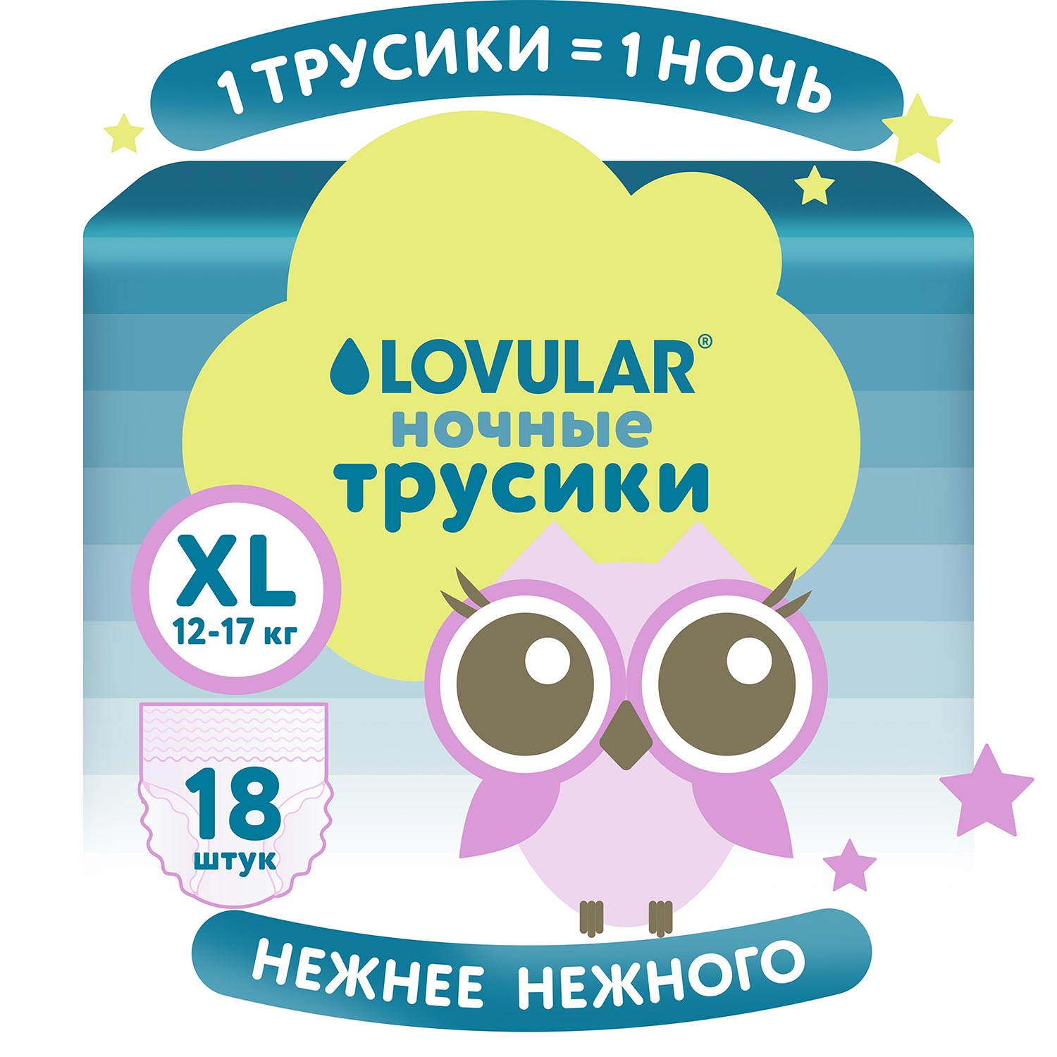 Трусики LOVULAR Classic ночные XL (12-17кг) 18 шт. - фото 1