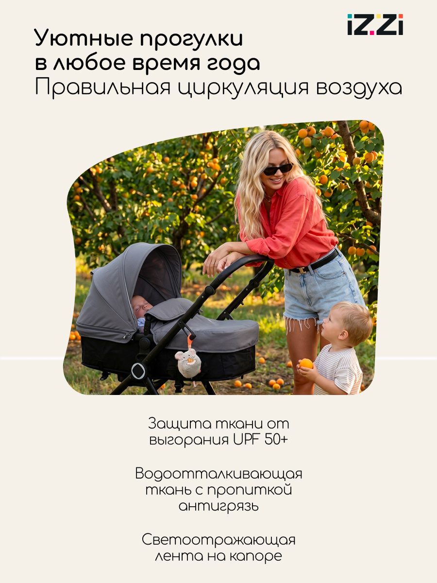 Коляска 3в1 iZZi Graphite серый - фото 16
