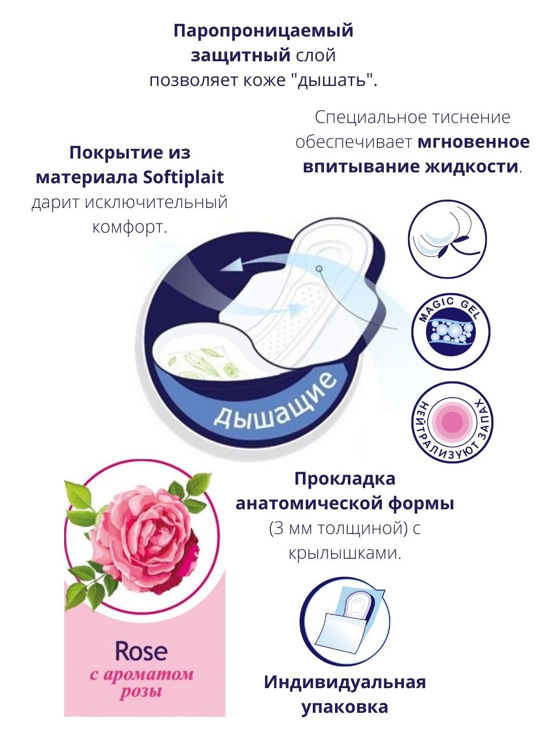 Прокладки женские BELLA FLORA Rose с ароматом розы 10 шт х 6 упаковок - фото 3