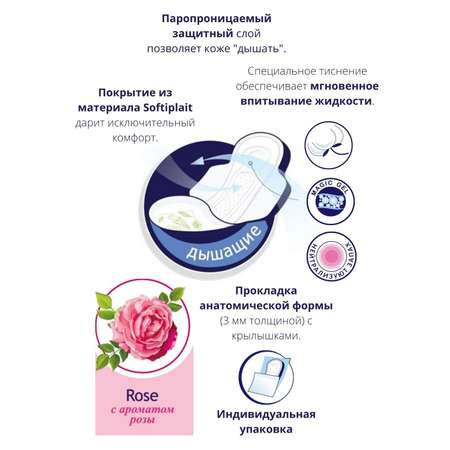 Прокладки женские BELLA FLORA Rose с ароматом розы 10 шт х 6 упаковок