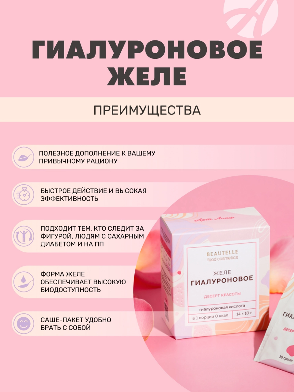 Art Life Гиалуроновое желе Арт Лайф Дополнительный источник гиалуроновой кислоты, диетический продукт. - фото 2