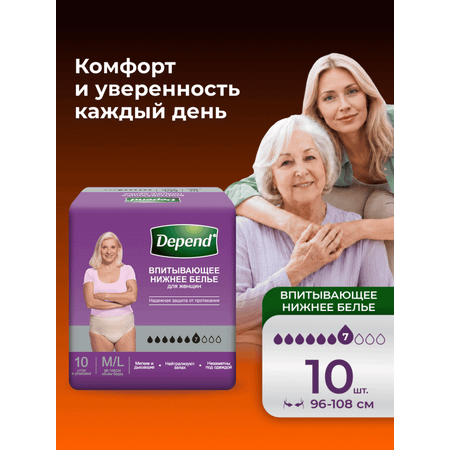 Впитывающее белье Depend M/L 10 шт.