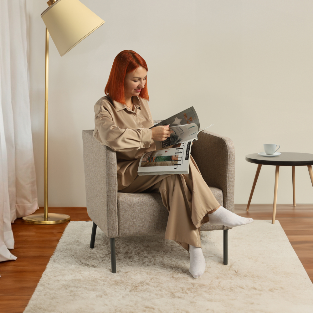 Мягкое кресло IKEA Экера 71х74х71 см серо-бежевая рогожка - фото 3