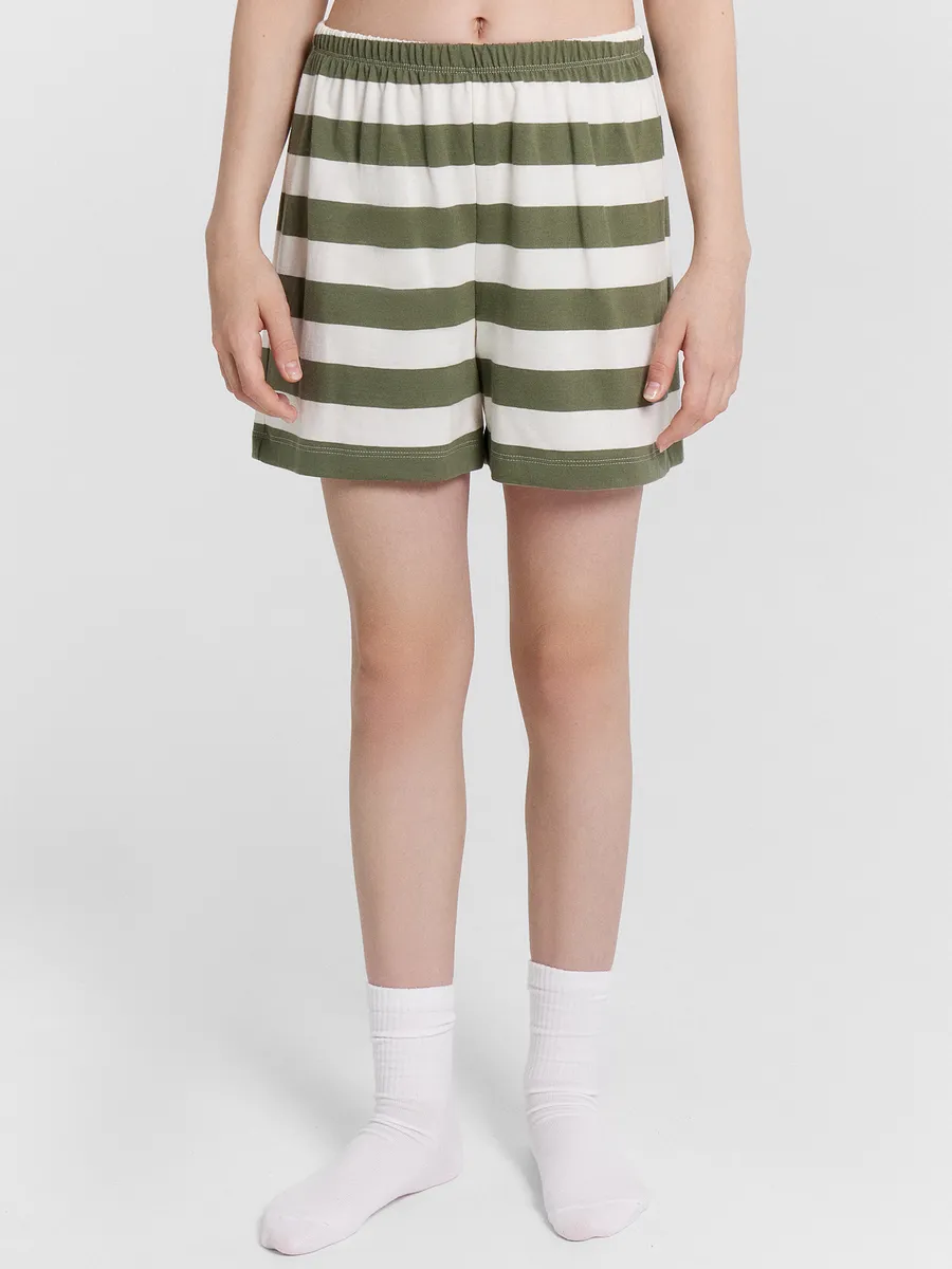 Пижама Mark Formelle (Марк Формэль) 567727/оливковая полоска на бежевом +печать - фото 9