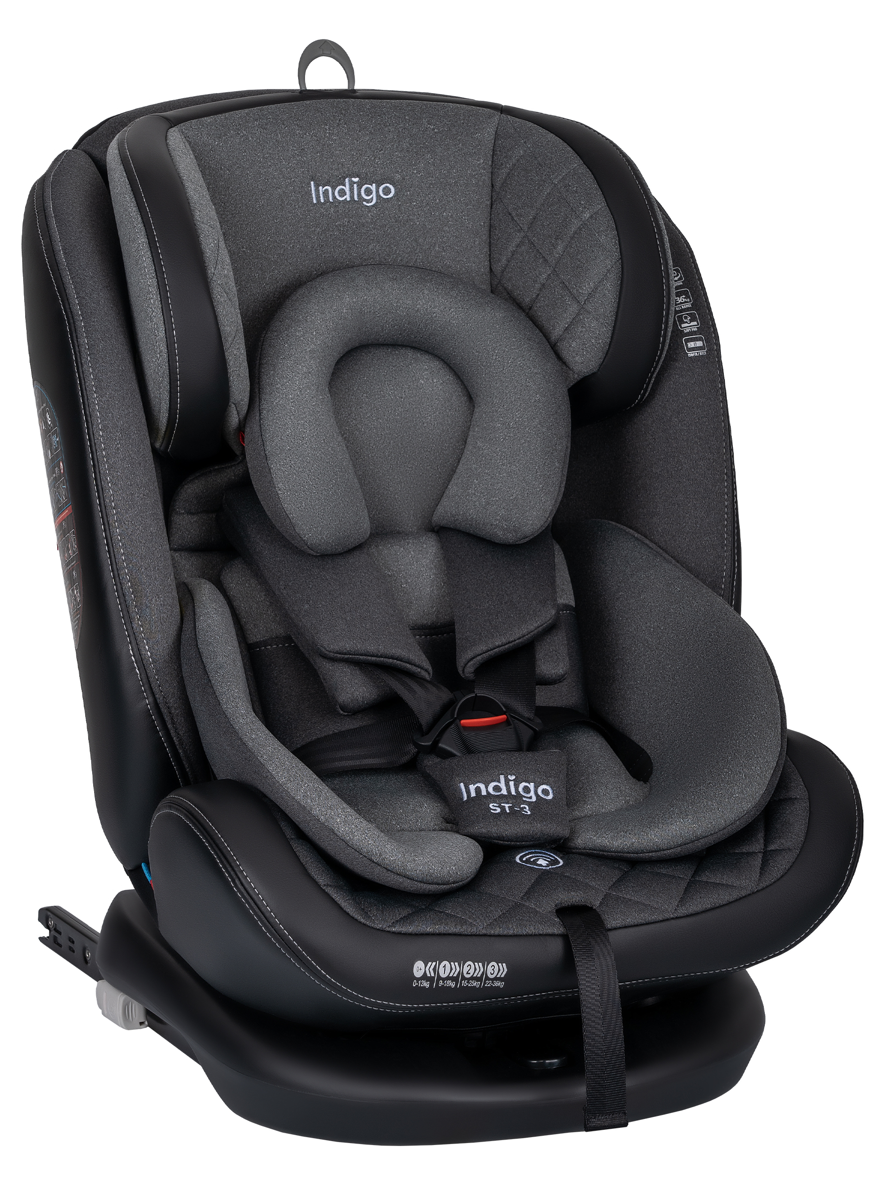Автокресло Indigo Aero, серый Isofix 0+/1/2/3 (0-36 кг) - фото 1