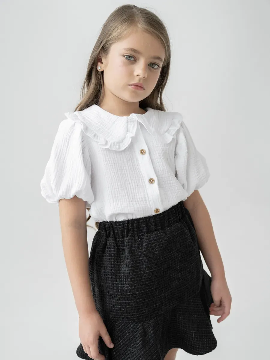Блузка Leli dress Рубашка2_муслин_корот_рукав_белая - фото 2