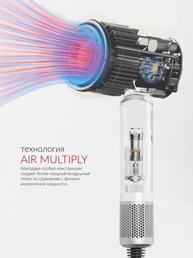 Фен с 5 магнитными насадками CASTLELADY с ионизацией 1600 BT шнур 1,8 метра бежевый - фото 12