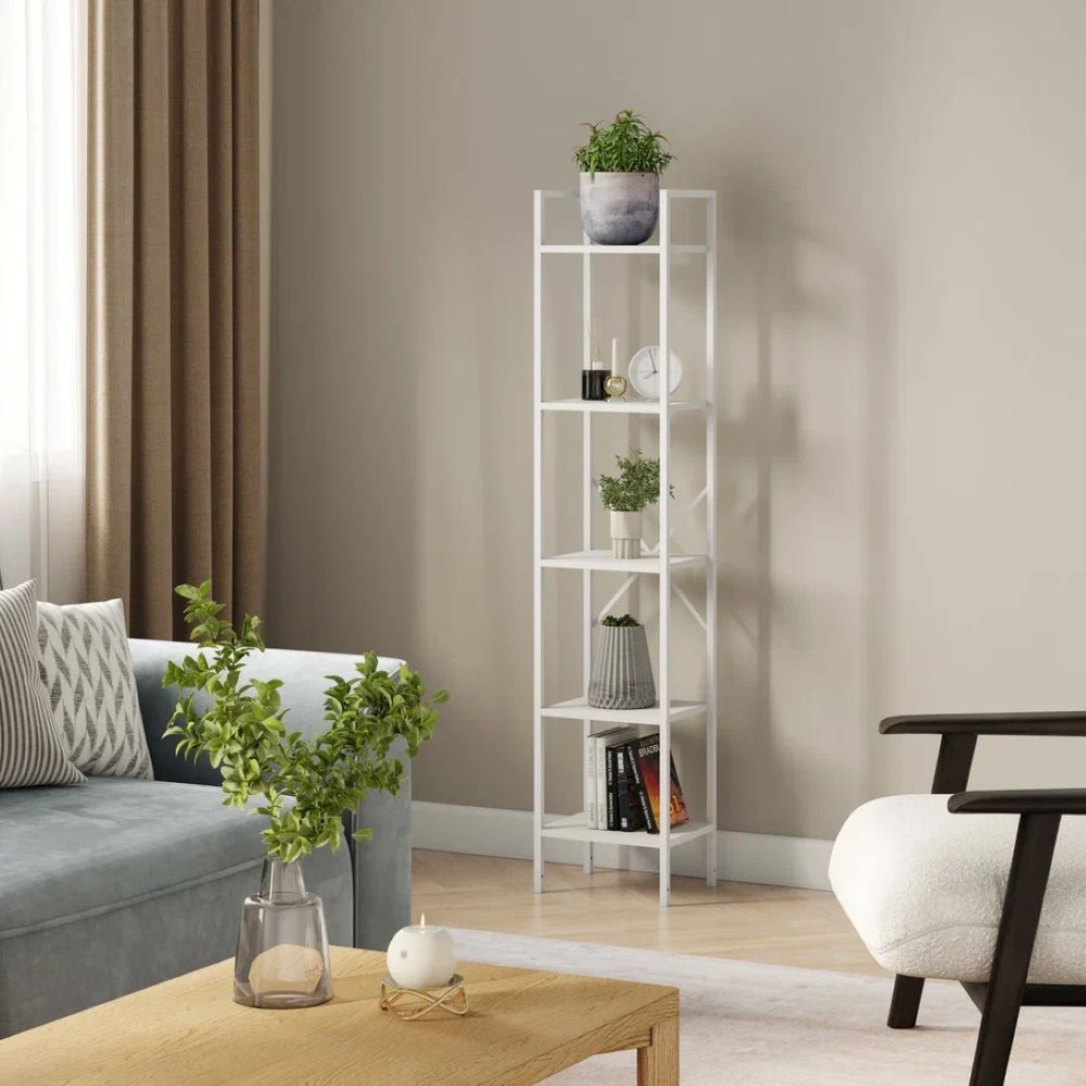 Стеллаж Leset Стилвуд 15 узкий 5 полок Белый/Белый - фото 7