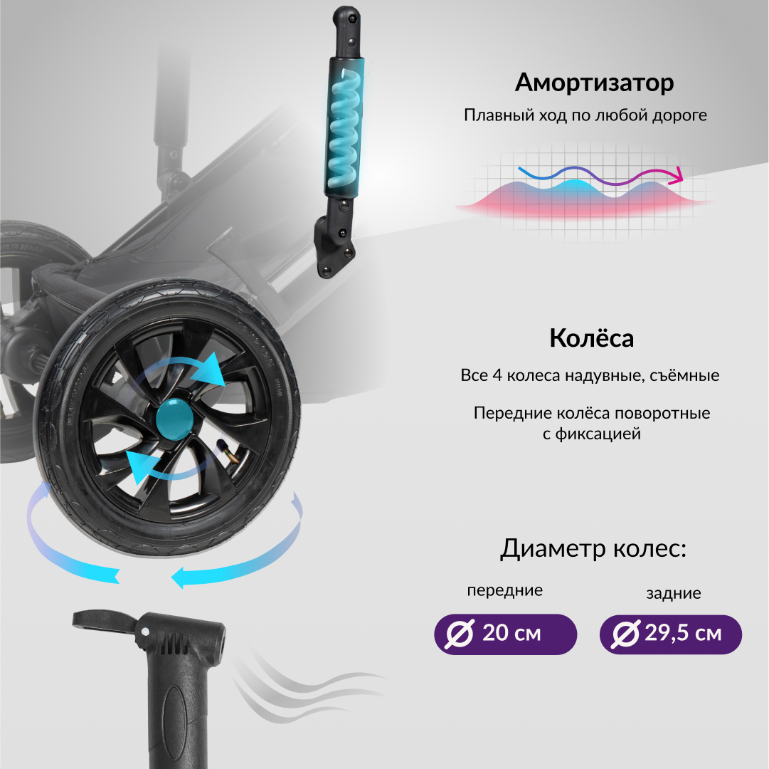 Коляска 3в1 Farfello Molly Pro черный - фото 12