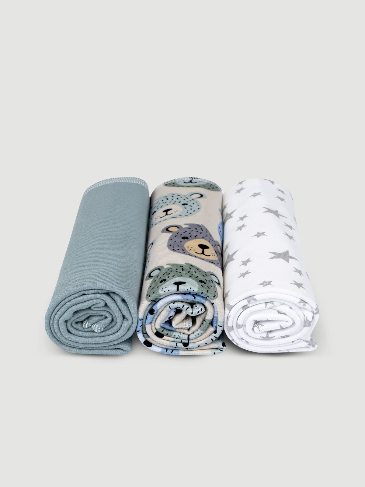 Пелёнка Mjolk Bears/Blue Shadow/Звёзды трикотаж 85х120 см 3 шт. - фото 3