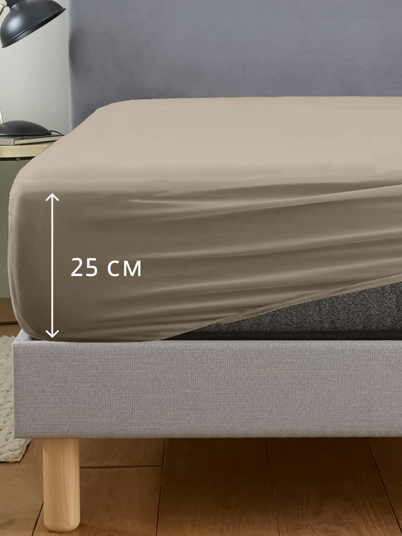 Простыня BRAVO поплин кофе 140 x 200 см на резинке 1 шт. - фото 2