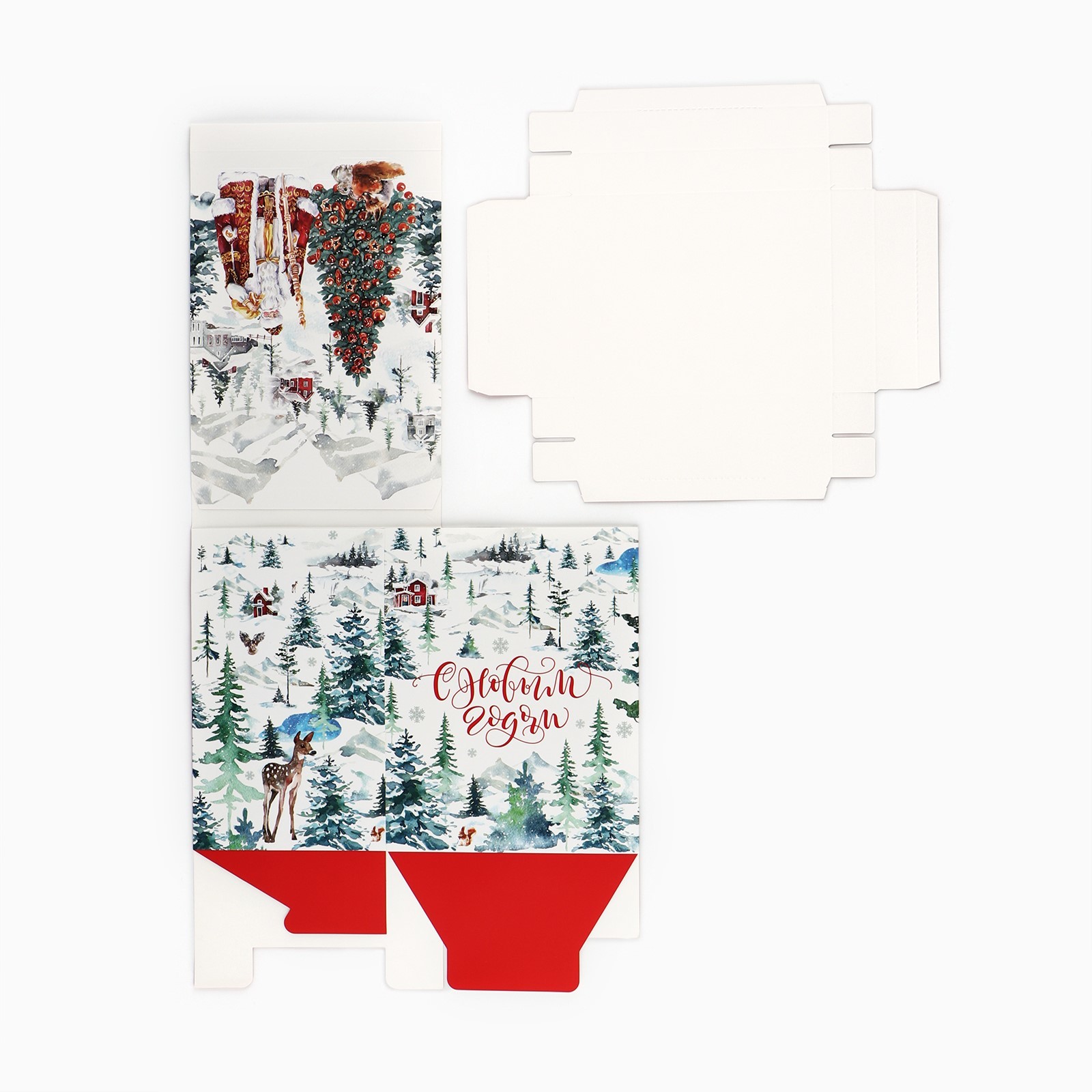 Коробка складная с 3D эффектом Дарите Счастье "Новогодняя акварель", 18 х 23 х 14 см - фото 8