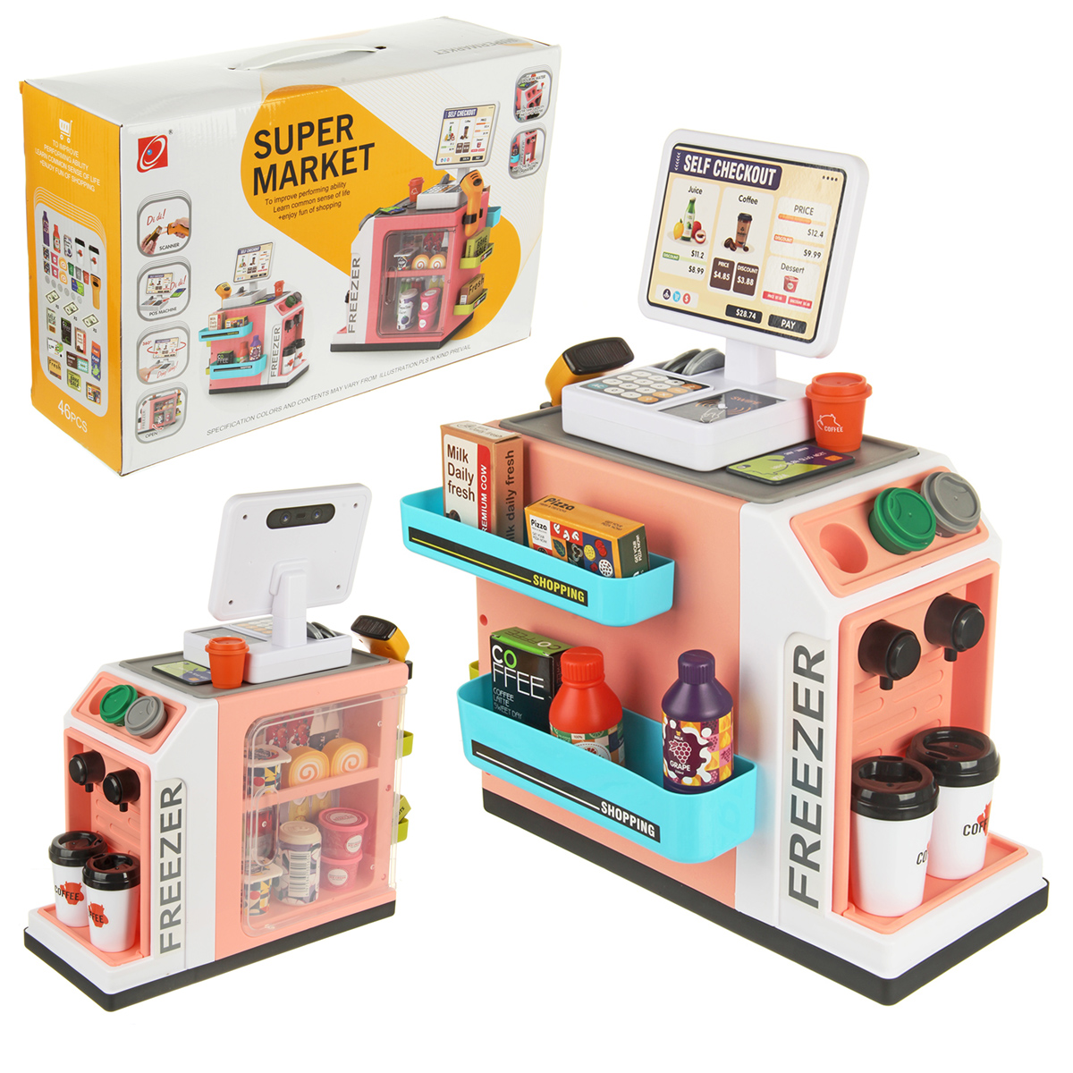 Игровой набор Veld Co тележки и корзинки, прилавок, касса, продукты - фото 11
