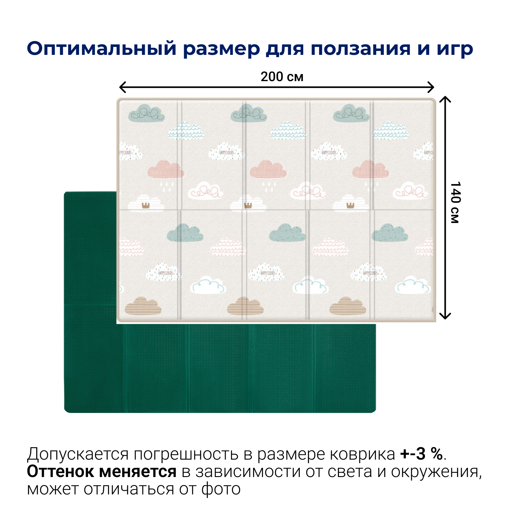Развивающий коврик PARKLON Portable c шёлковым покрытием Облачка - фото 7